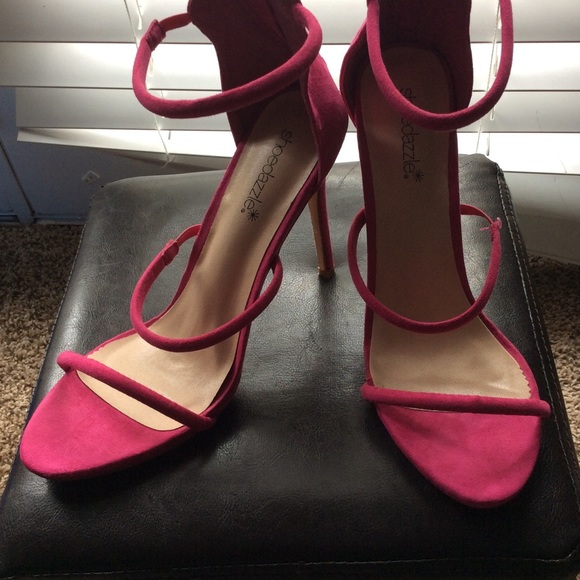 Fuchsia Pink Sandals Heels womens  size 9 - Picture 3 of 8